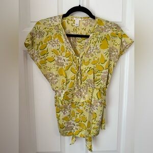 Y2k Silk Old‎ Navy Women’s Blouse Floral Tie Back Babydoll Fairy Vintage Sz M
